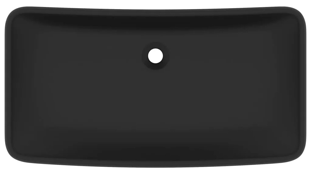 Lavatório luxuoso retangular 71x38 cm cerâmica preto mate