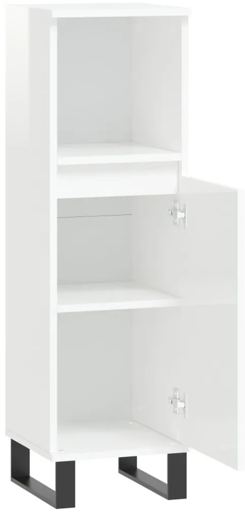 Armário WC 30x30x100 cm derivados de madeira branco brilhante