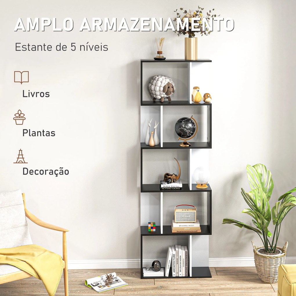 Estante com Prateleiras – Modelo Uppsala – 60x24x184 – Madeira – 6 Nív