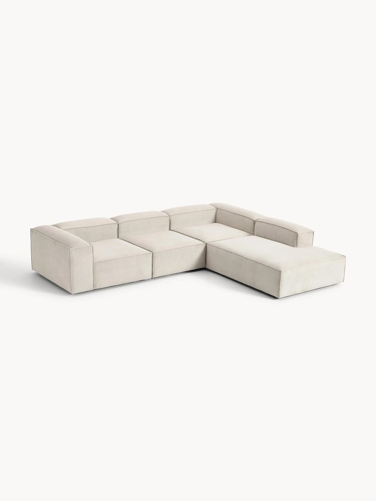 Sofá de canto modular em bombazina Lennon (4 lugares)
