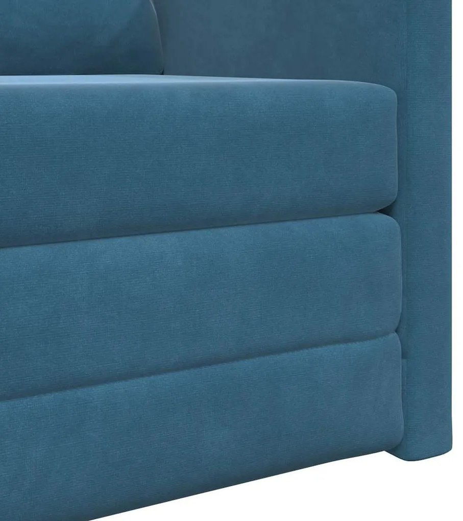 Sofá Cama 2 em 1 Azul 74x77x81 cm Veludo