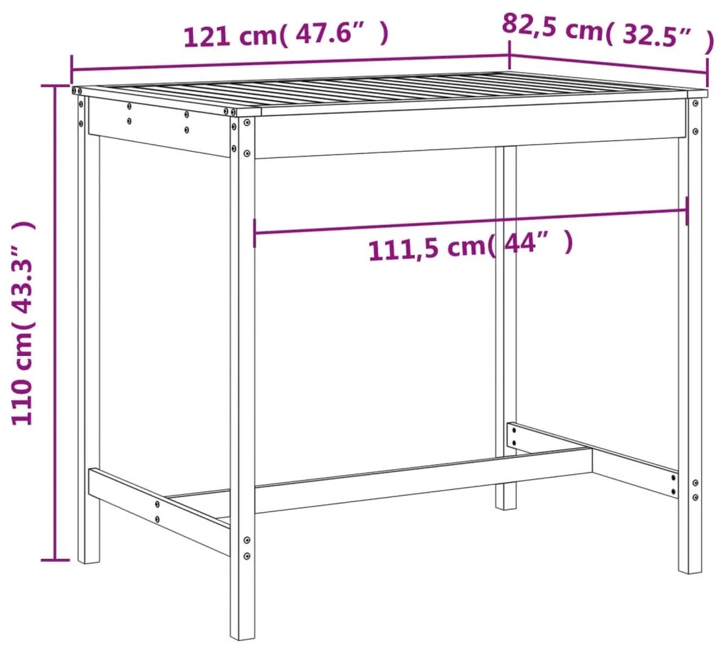 5 pcs conjunto de bar para jardim pinho maciço