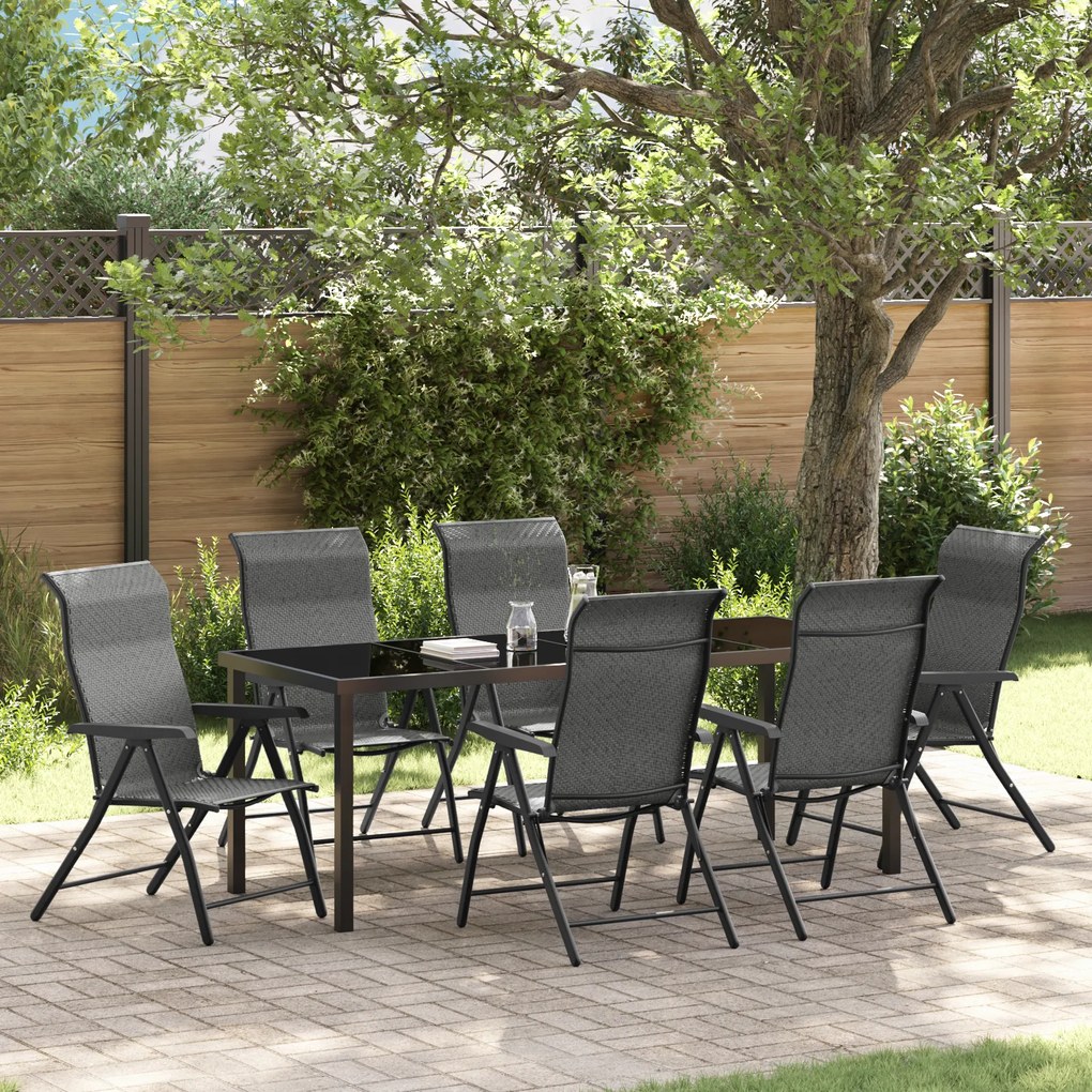 vidaXL Conjunto de Jantar de Jardim de 7 Peças Cinza Rattan PE