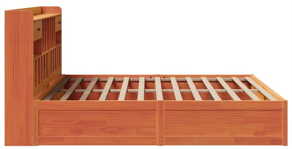 Cama sem colchão 200x200 cm pinho maciço castanho-mel