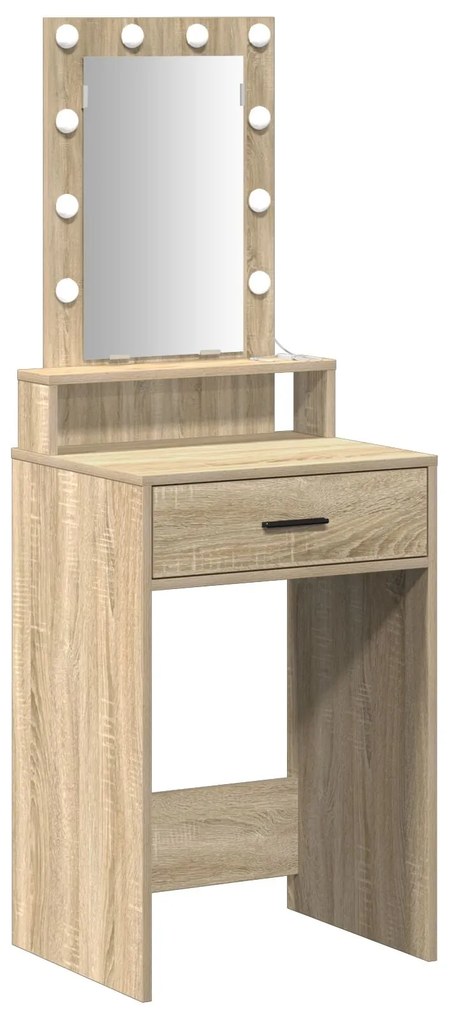 Mesa de Maquiagem com Luzes LED - Carvalho Sonoma - 50x41x140 cm