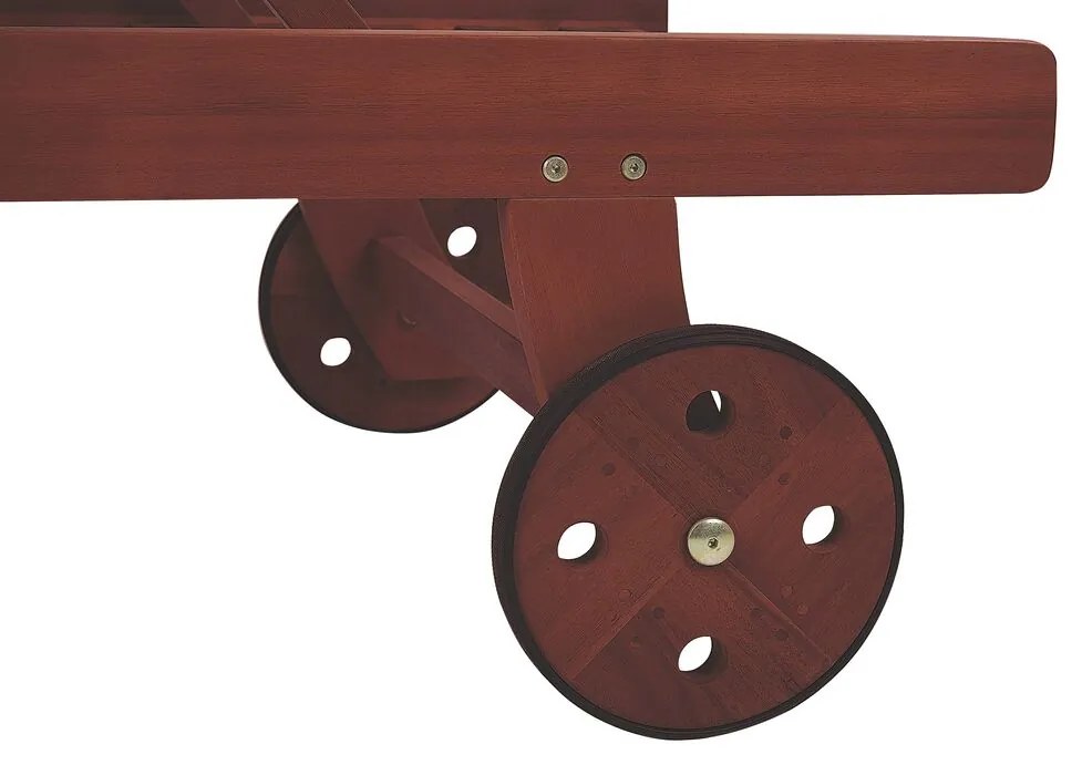 Espreguiçadeira de jardim em madeira de acácia com almofada creme TOSCANA Beliani