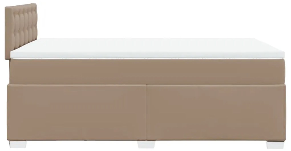 Cama boxspring c/ colchão 120x190cm couro artificial cappuccino