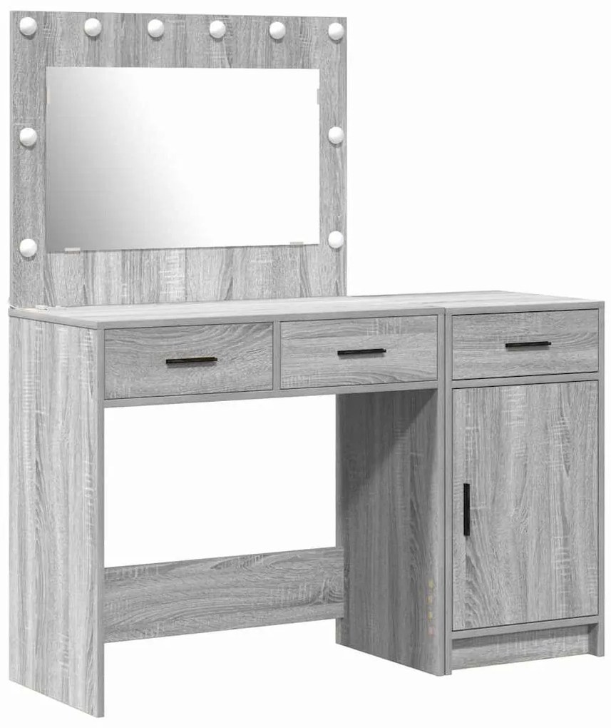 Conjunto de Maquilhagem de 2 Peças vidaXL com LED em Aglomerado Cinza