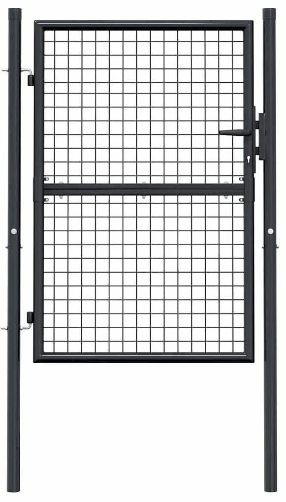 Portão de jardim em rede aço galvanizado 100x175 cm cinzento