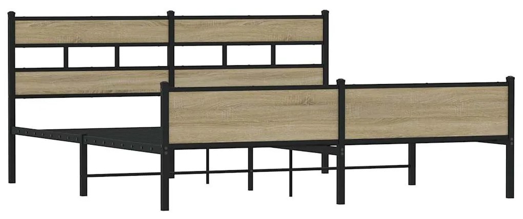 Estrutura de cama sem colchão 180x200cm metal carvalho sonoma