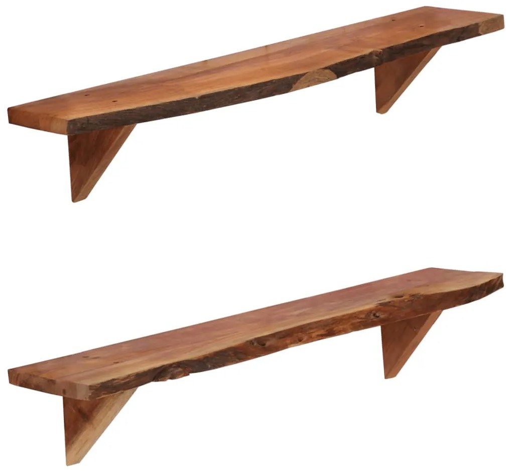 Prateleiras de parede 2 pcs 90x20x18cm madeira de acácia maciça