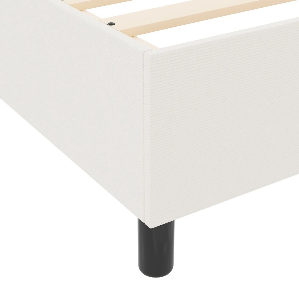 Cama Box Spring com Colchão Creme 80x200 cm Tecido de Corduroy