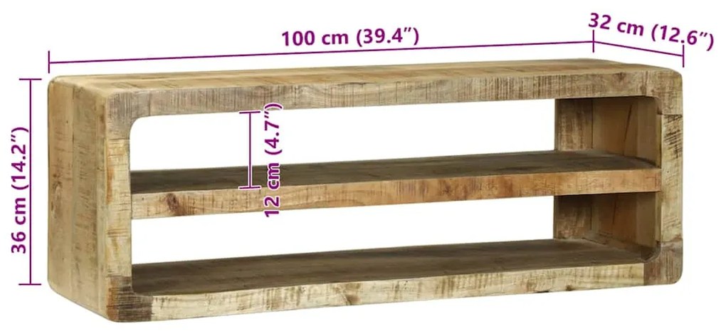 Armário de TV 100x32x36 cm Madeira Maciça de Mangueira