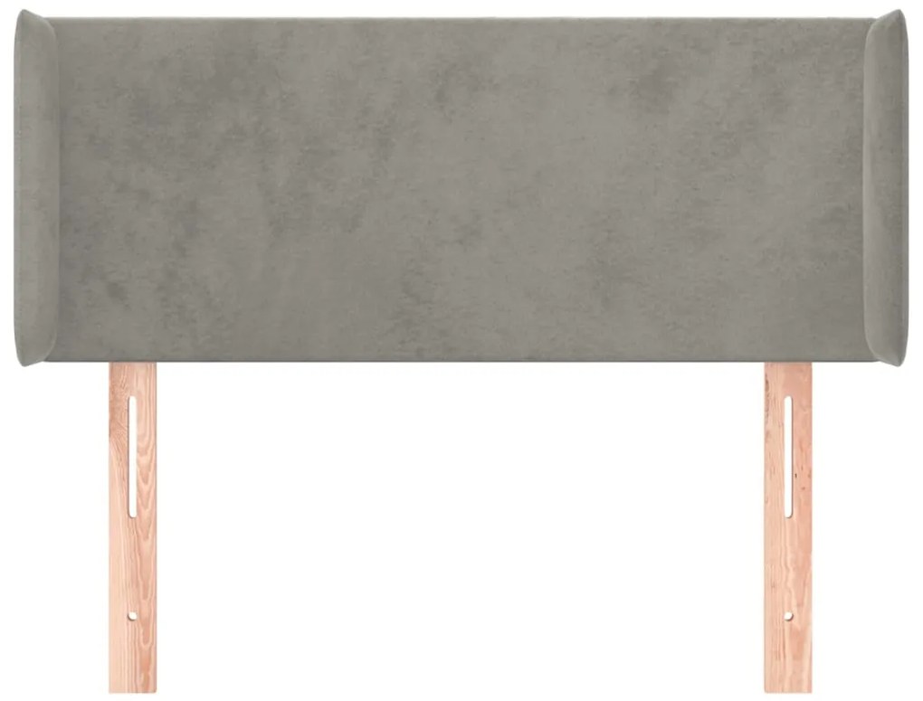 Cabeceira de cama c/ abas veludo 93x16x78/88 cm cinzento-claro
