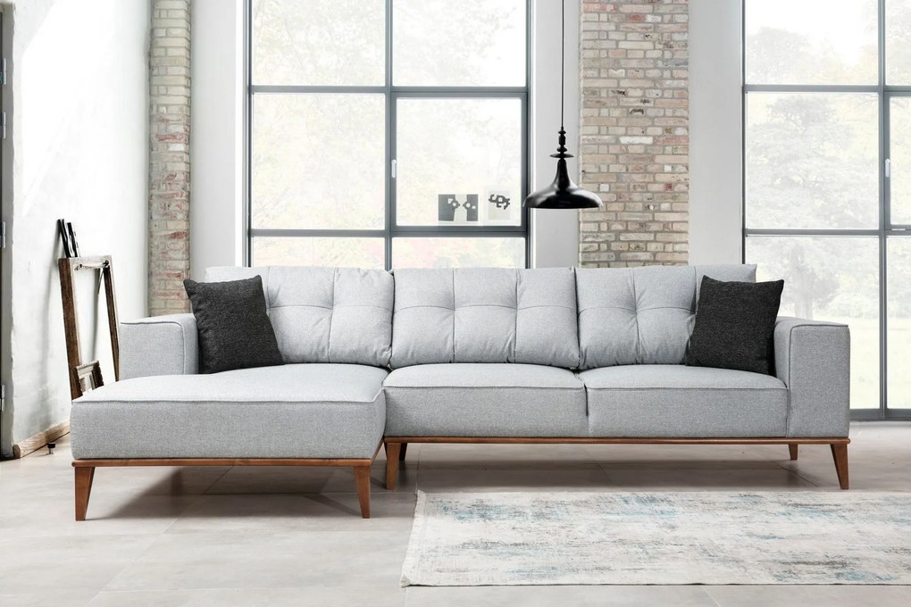 Sofá-Cama de Canto Montana - Cinza Claro - 288 x 160 cm
