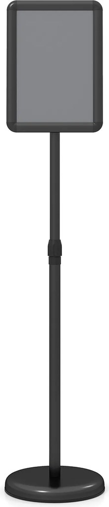 Suporte de Chão (1 Unidade) para Cartazes A4, 30 x 21 x 81-131 cm, Altura Ajustável, Preto