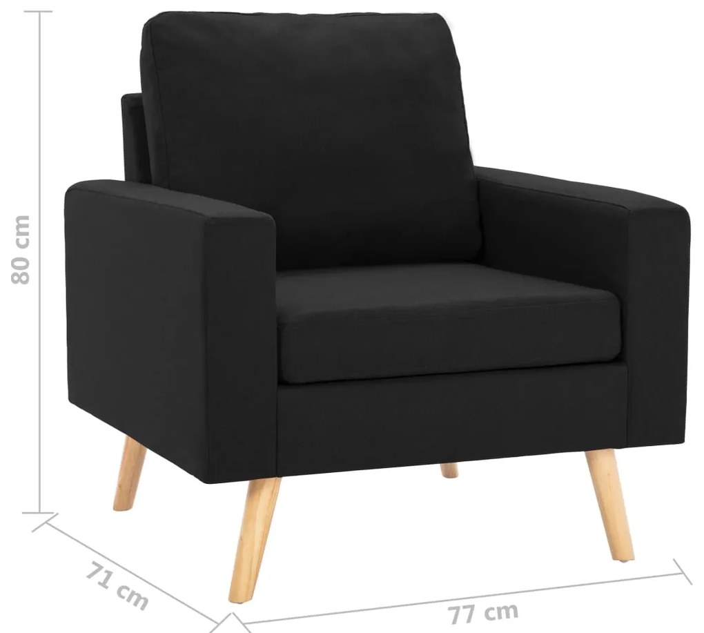 2 pcs conjunto de sofás tecido preto