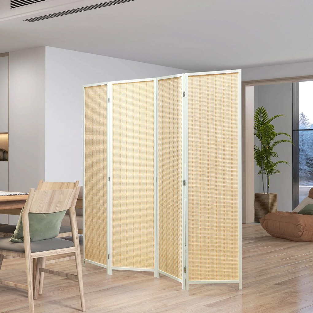 Biombo de 4 Painéis Dobrável 180x180 cm Separador de Ambientes Divisor