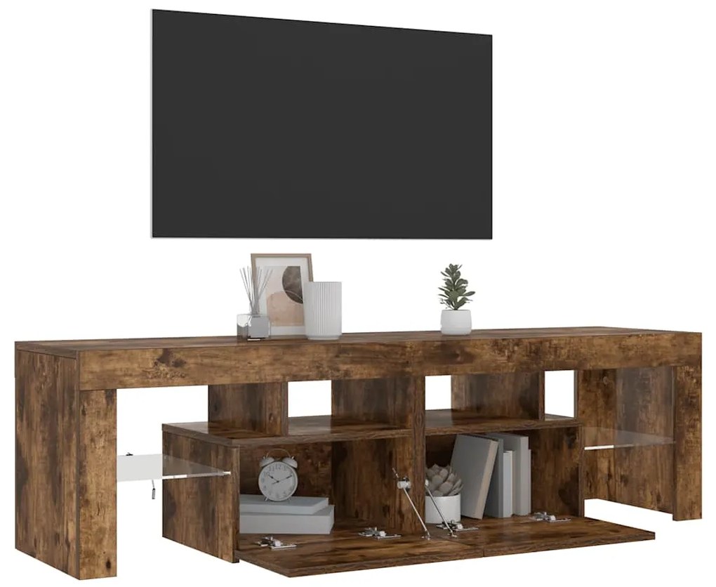 Móvel de TV com luzes LED 140x36,5x40 cm carvalho fumado