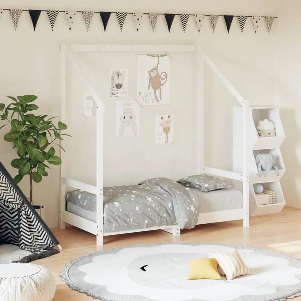 Estrutura de cama infantil 70x140 cm pinho maciço branco