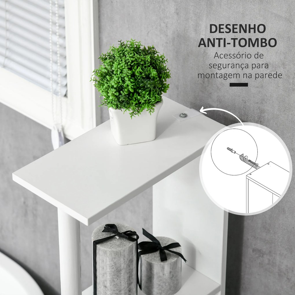 kleankin Armário Casa de Banho com 2 Portas e 2 Prateleiras Abertas Coluna Auxiliar para Casa de Banho Sala de Estar Dormitório Estilo Moderno 15,2x29,8x118cm Branco e Preto