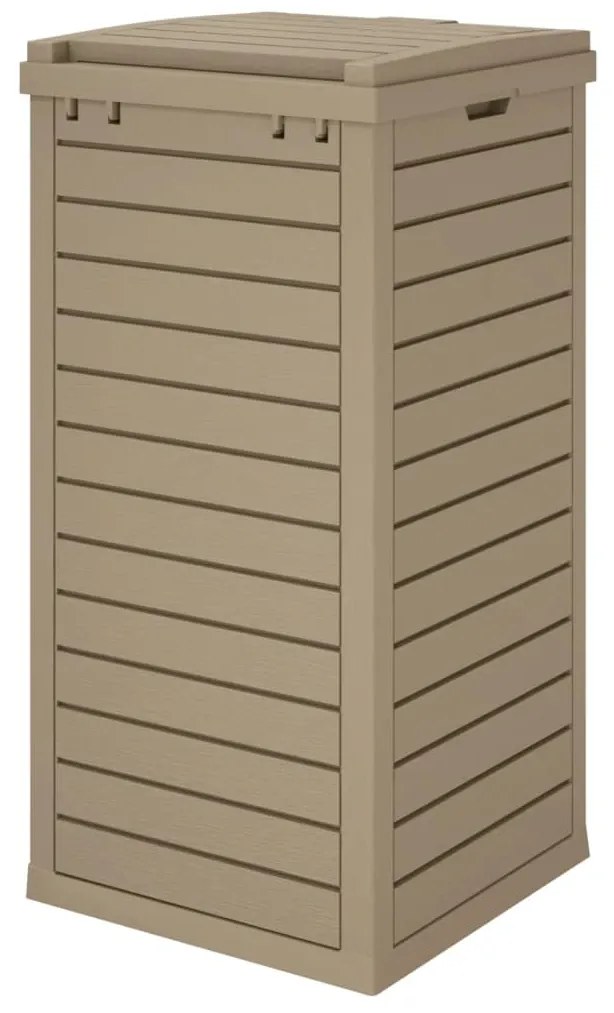 Caixote do lixo p/ exterior 41x41x86 cm PP castanho-claro