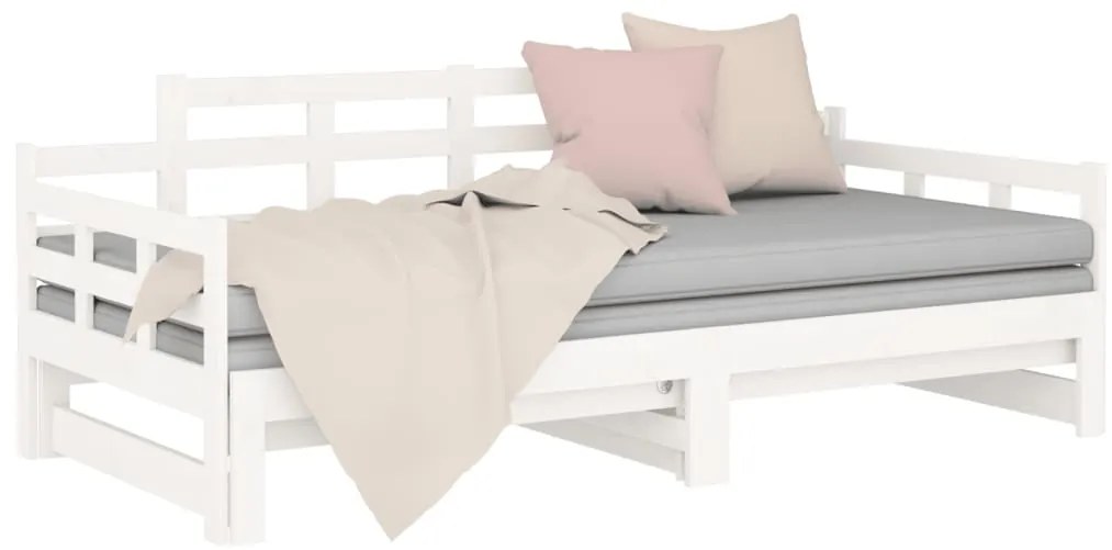 Estrutura sofá-cama de puxar 2x(80x200) cm pinho maciço branco