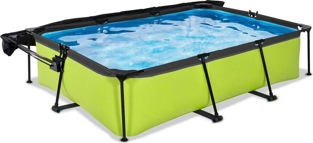 Piscina retangular Lime 300 x 200 x 65 cm com bomba de filtragem e cobertura - verde