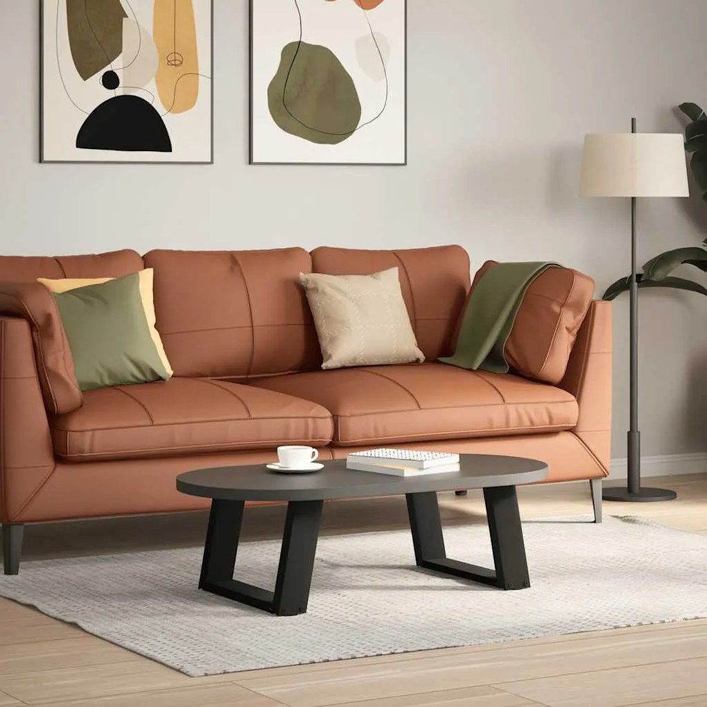 Pés para mesa de centro em formato de U, 2 peças, preto, 50x(30-31) cm