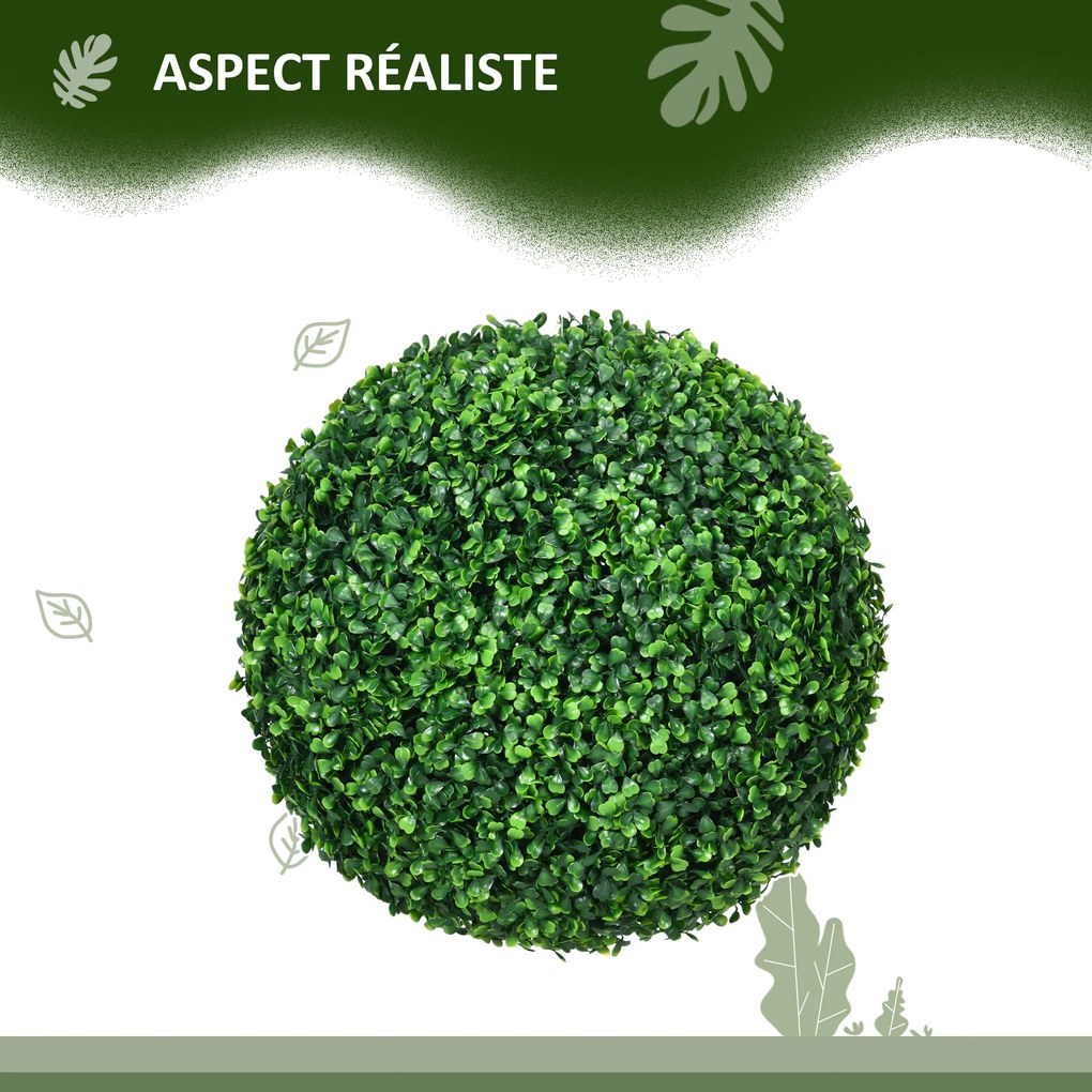 Conjunto de 2 bolas de buxo artificiais de 40 cm, para decoração de interiores ou exteriores, na cor verde