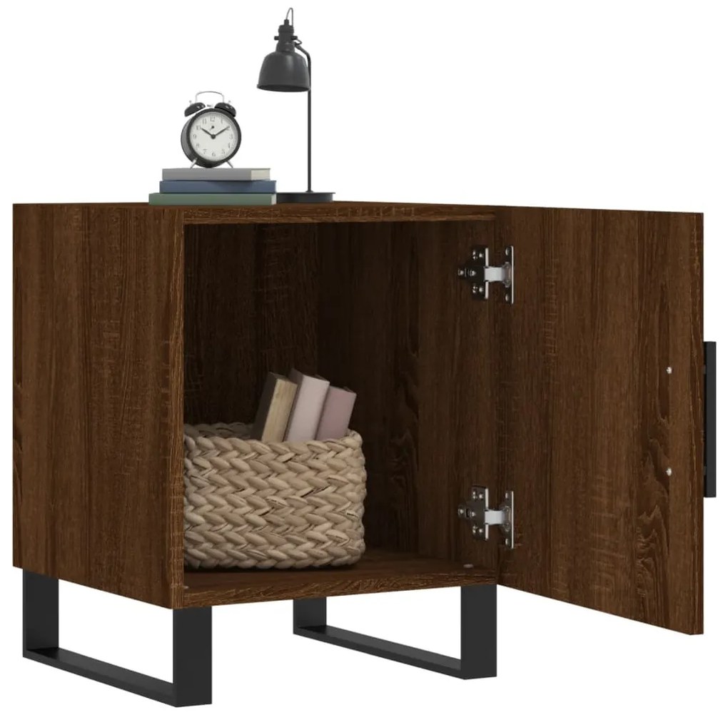 Mesa cabeceira 2pcs 40x40x50cm deriv. madeira carvalho castanho