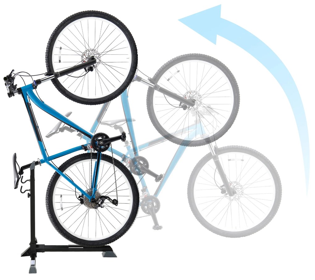 HOMCOM Suporte de bicicleta vertical Cavalete ajustável para bicicleta com alça de fixação fácil de transportar Suporta 30kg 66x56x63-73.5cm Preto