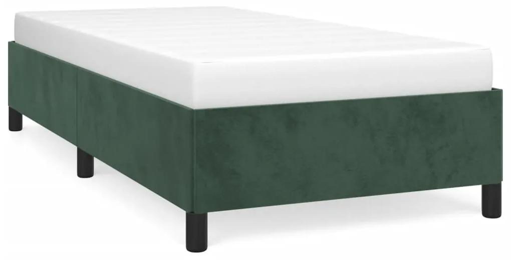 Estrutura de cama 90x190 cm veludo verde-escuro