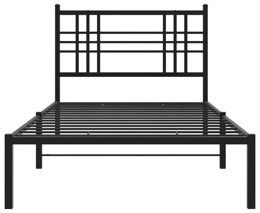Estrutura de cama com cabeceira 100x190 cm metal preto