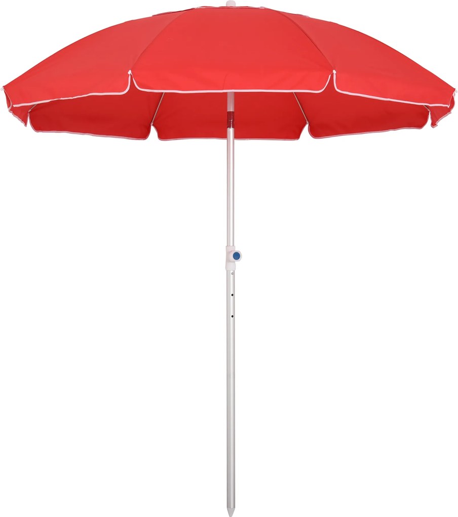 Guarda-sol de praia octogonal inclinável, Ø 180 cm, tecido de poliéster de alta densidade com proteção UV, altura ajustável, mastro de alumínio, bolsa