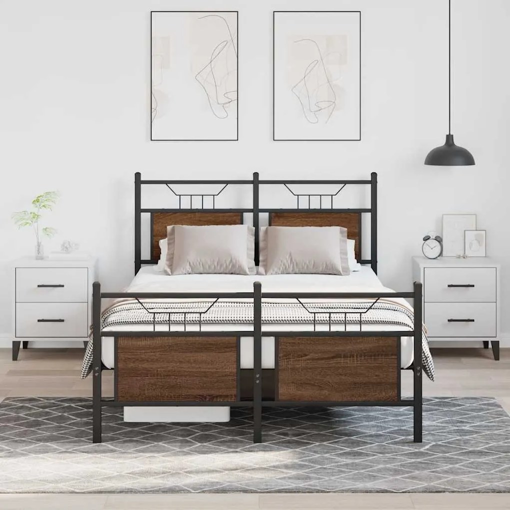 Estrutura cama s/ colchão derivados madeira carvalho castanho