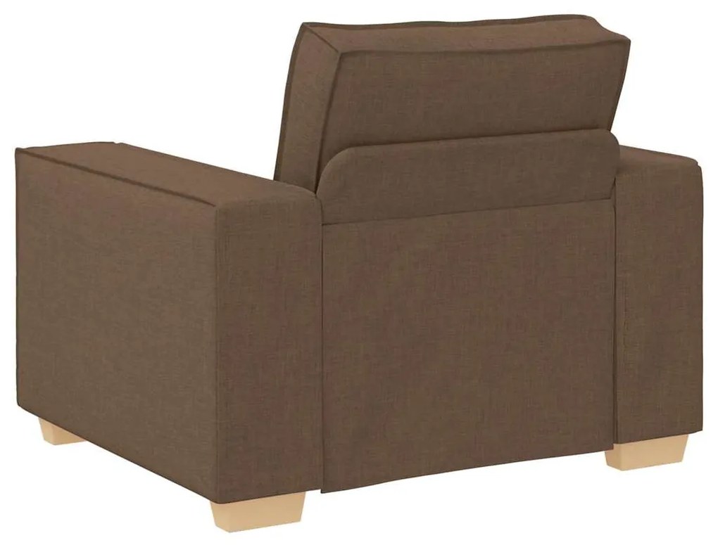 Conjunto de Sofá de 3 Peças com Almofadas em Tecido Castanho