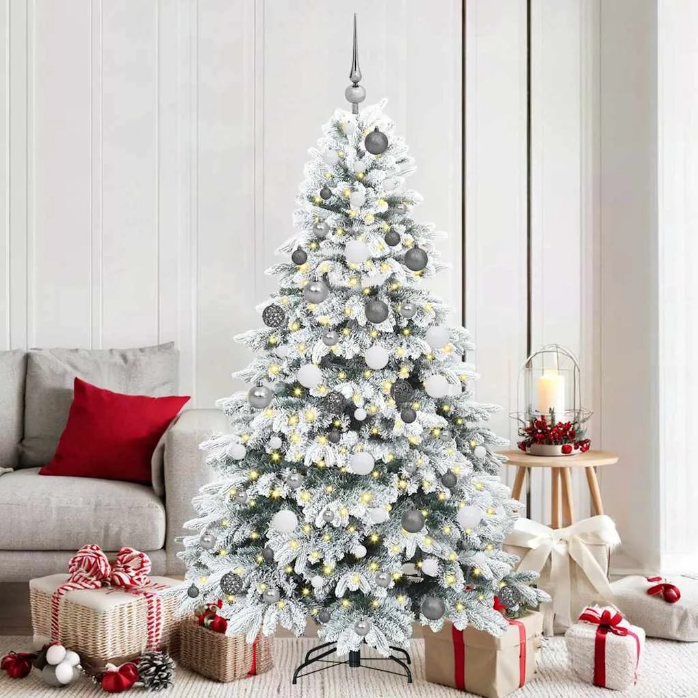 vidaXL Árvore de Natal Artificial com 300 LEDs Branco 180 cm PE e PVC