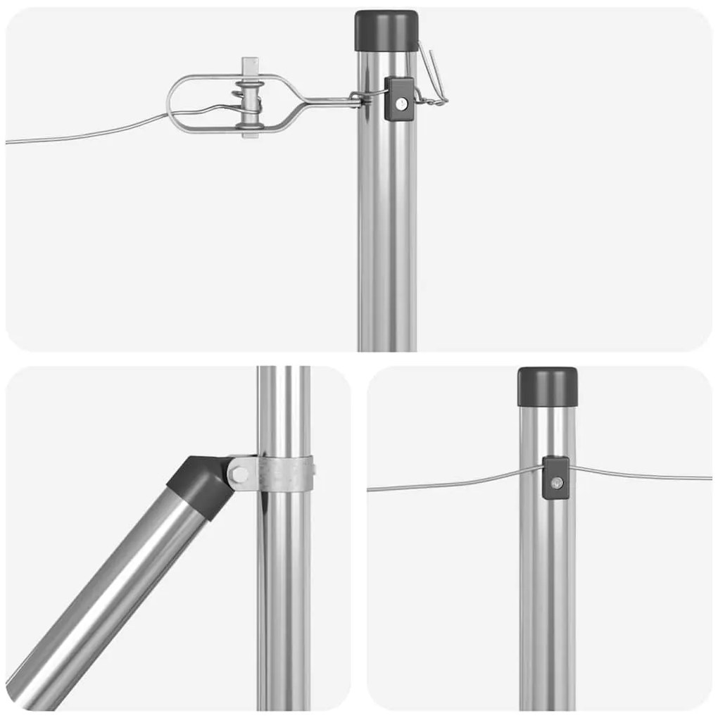 Postes de Cerca com Ponta - 26 peças Ø32 mm, 80 cm em Aço Galvanizado