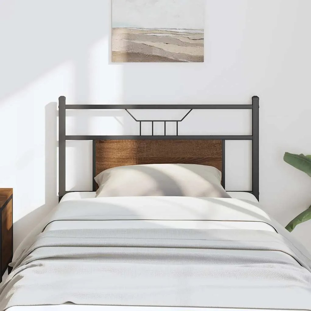 vidaXL Cabeceira de substituição 80 cm derivados madeira/aço carvalho castanho