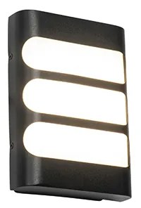 Candeeiro de parede exterior preto com LED e sensor de luz/escuro - Gaev Moderno