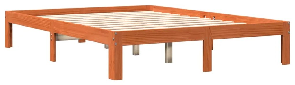 Cama sem colchão 140x190 cm pinho maciço castanho-mel