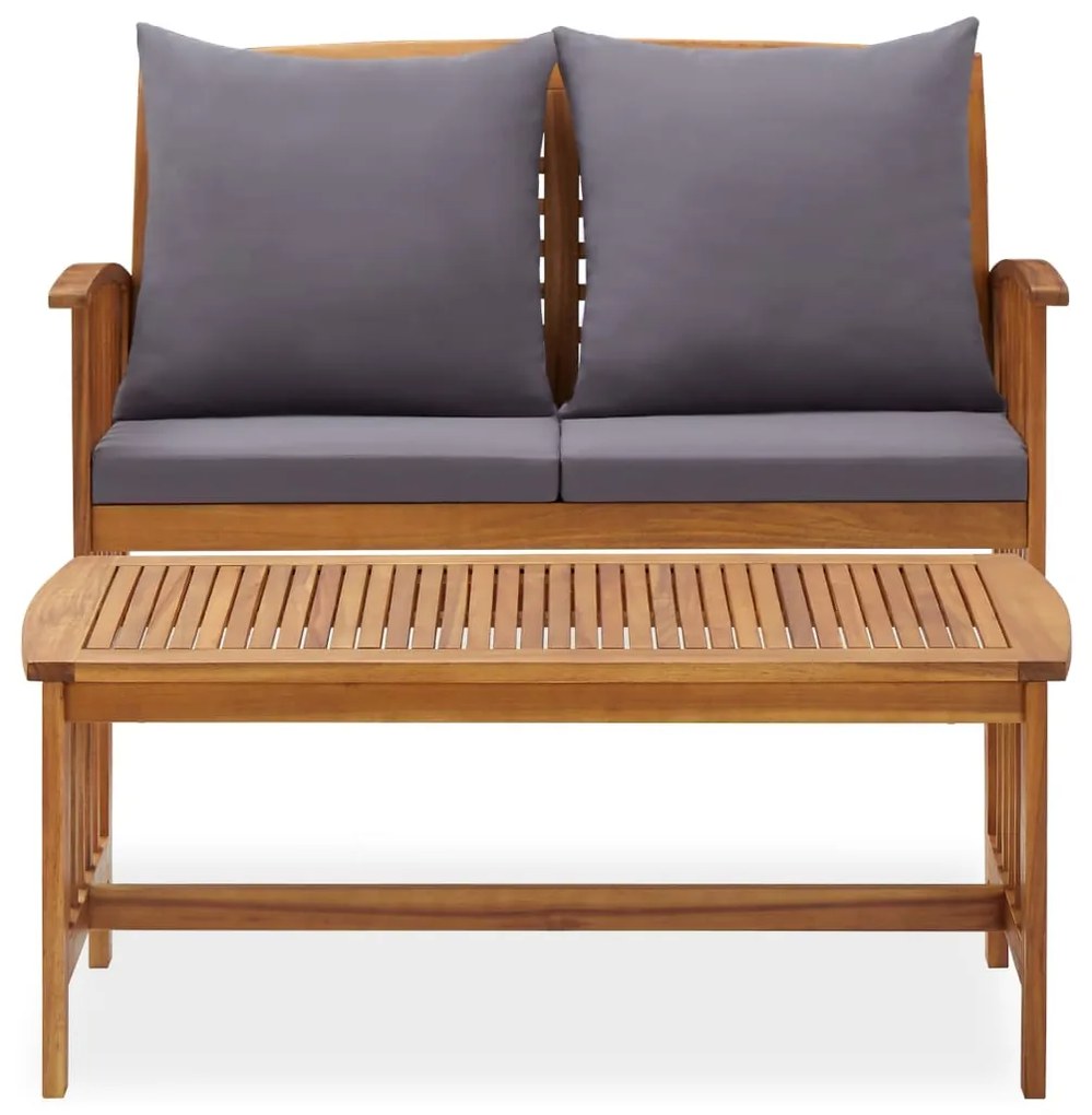 2 pcs conjunto lounge de jardim c/ almofadões acácia maciça