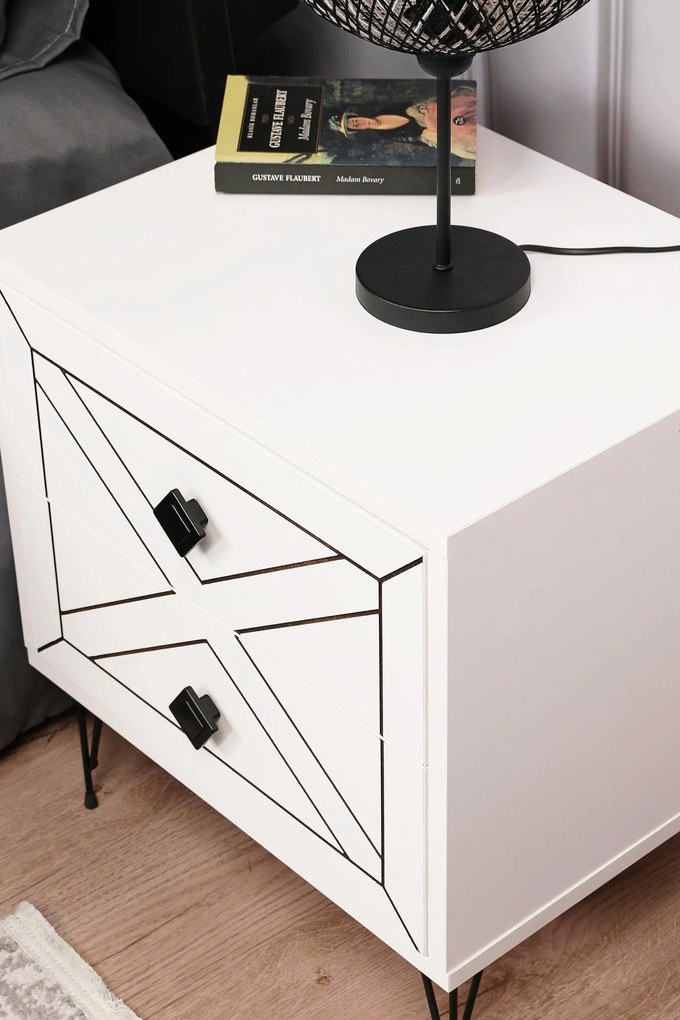 Mesa de Cabeceira Luna – Branco – 50x55x40 cm