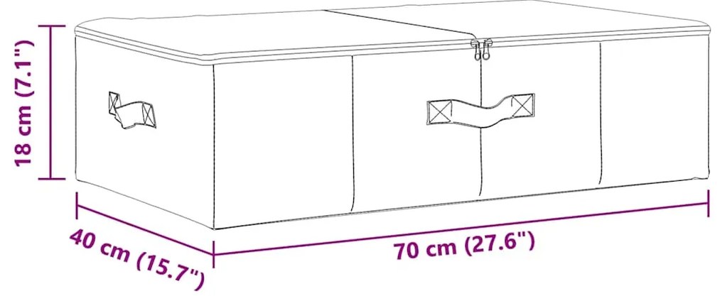 Caixas de arrumação 2 pcs tecido 70x40x18 cm cor creme
