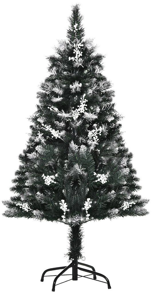 HOMCOM Árvore de Natal Automática 120 cm com 222 Ramos 28 Decorações Suporte em Aço Base Dobrável e Removível Verde