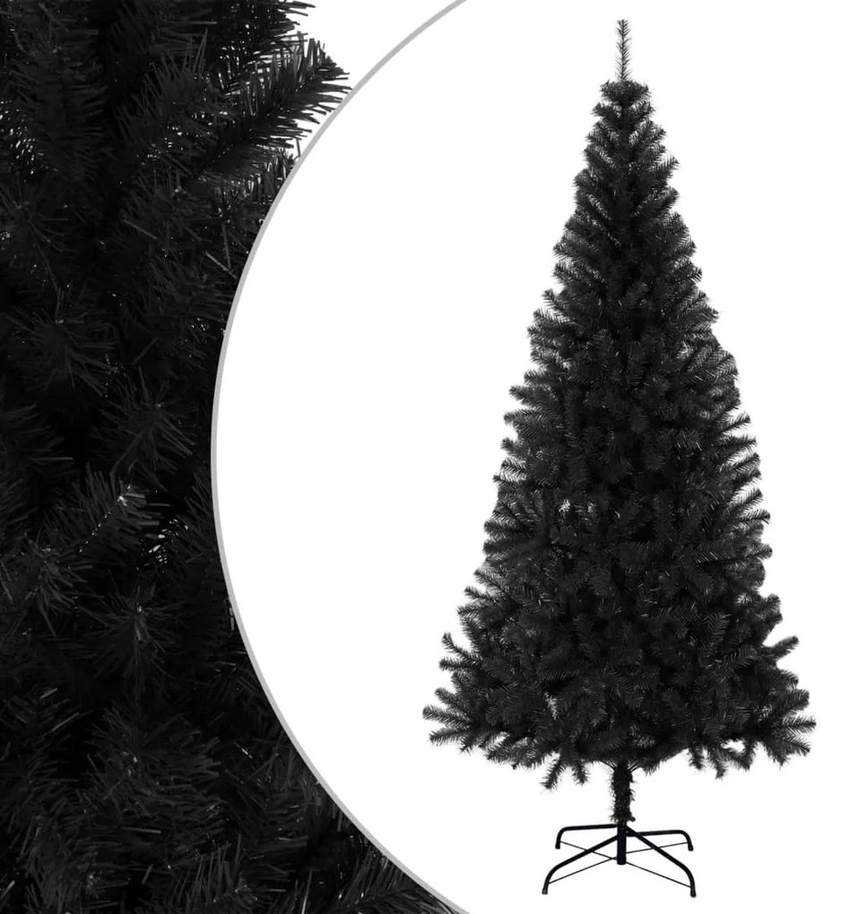 321001 vidaXL Árvore de Natal artificial com suporte 180 cm PVC preto