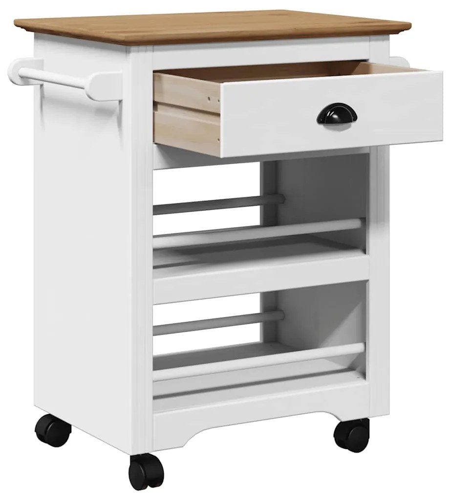Carrinho de cozinha BODO branco e castanho 67,5x45x80 cm