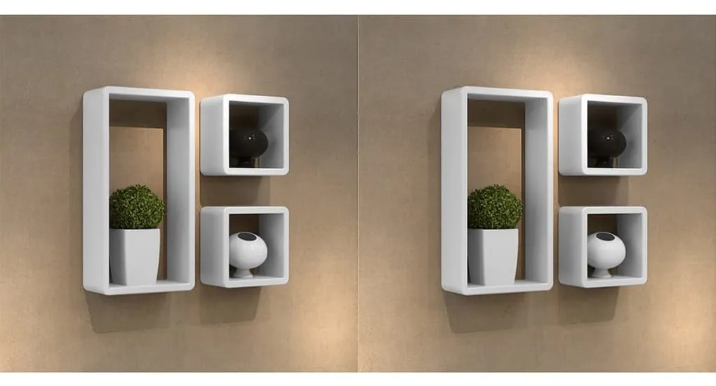 vidaXL Prateleiras de parede cubo 6 pcs branco