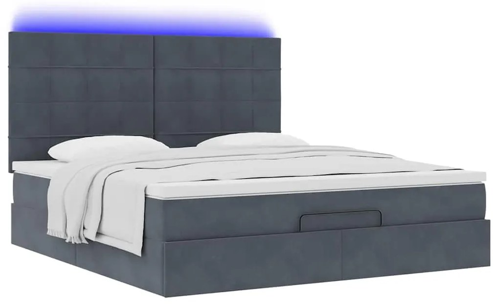 Estrutura cama otomana colchões 160x200 cm cinzento escuro